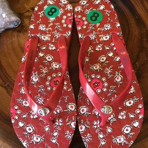 BOGO 50 Coach Abbigail Floral Flip Flops, Red NWT